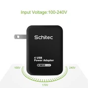 AQSh vilkasi bilan 4 portli USB devor zaryadlovchi