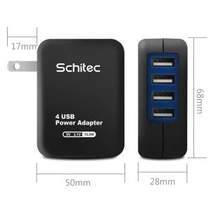 SCHITEC-dan yuqori sifatli 4USB devor zaryadlovchi